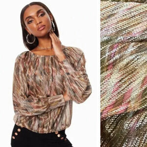 NWT Ramy Brook Lucille Printed Metallic Blouse